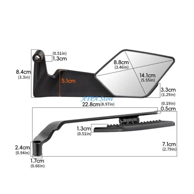 U13C Wide Screen Motorcycle Mirror Quick Mounting Handlebar Side Mirror Adjustable