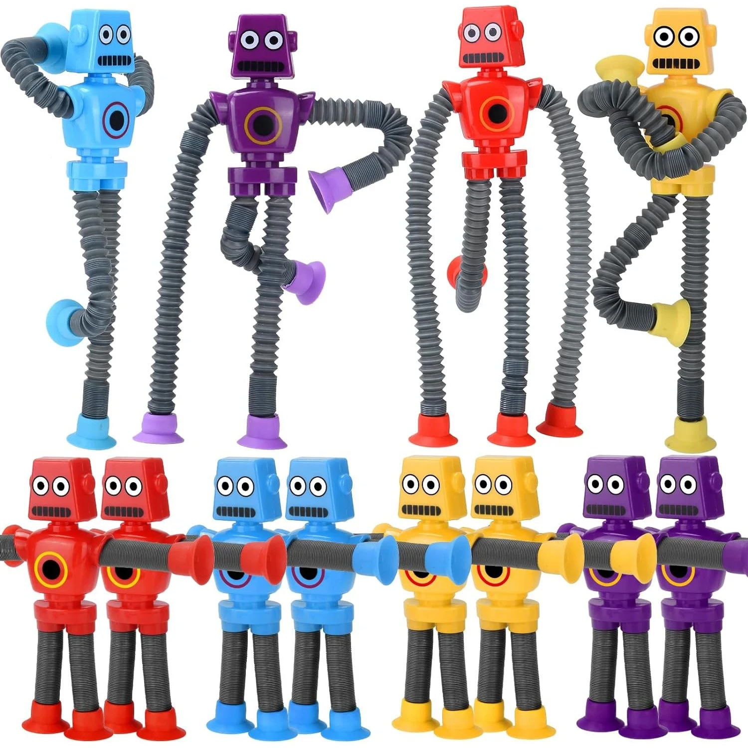 Telescopic Suction Cup Funny Robot Toy,Decompression Toy Robot Party Favors,Christmas Birthday Carnival Prize for Boys and Girls