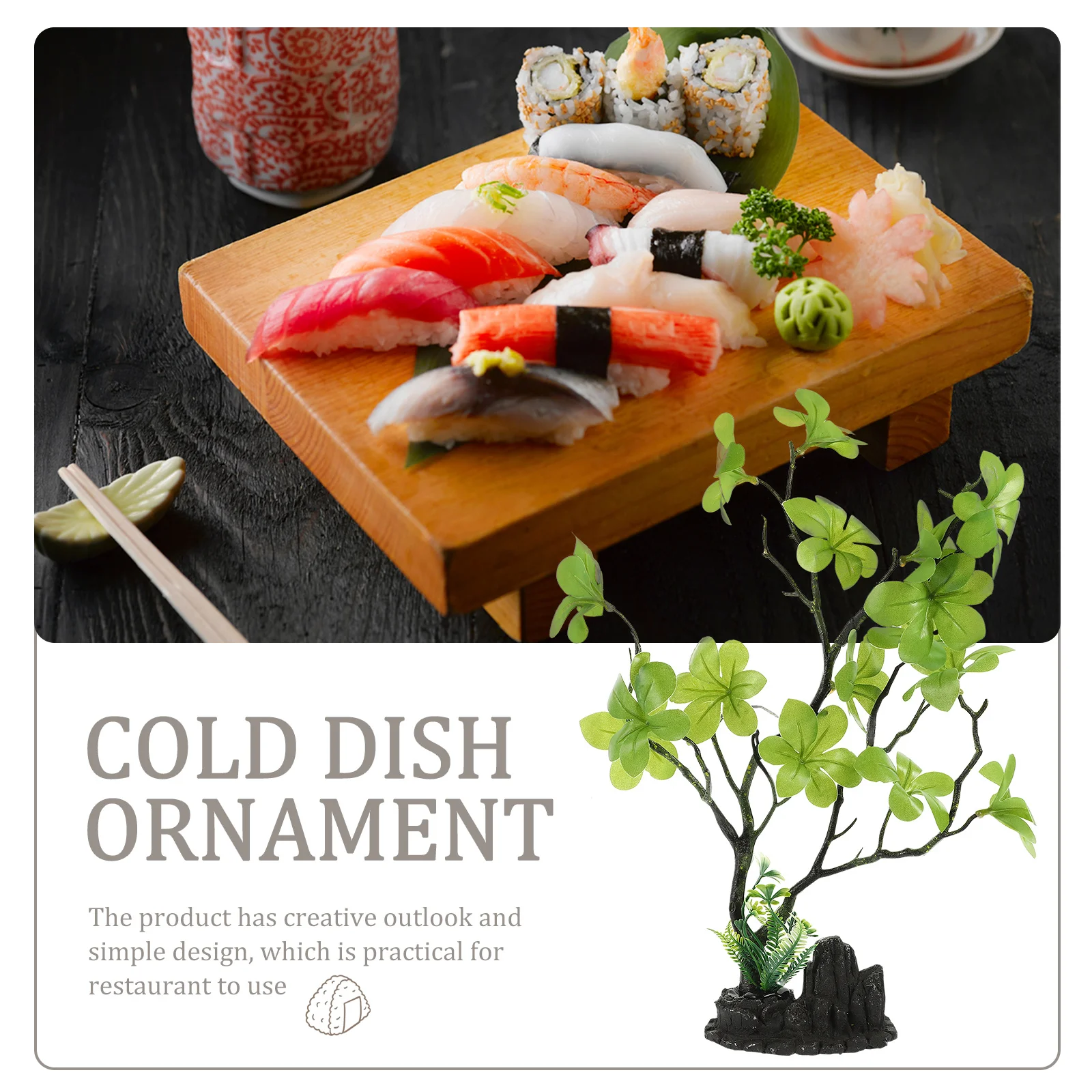 

Sturdy Fake Plant Decor for Sushi Platter Table Centerpiece Fine Workmanship Plate Decoration Hotel Bar Dining Room Set Supply