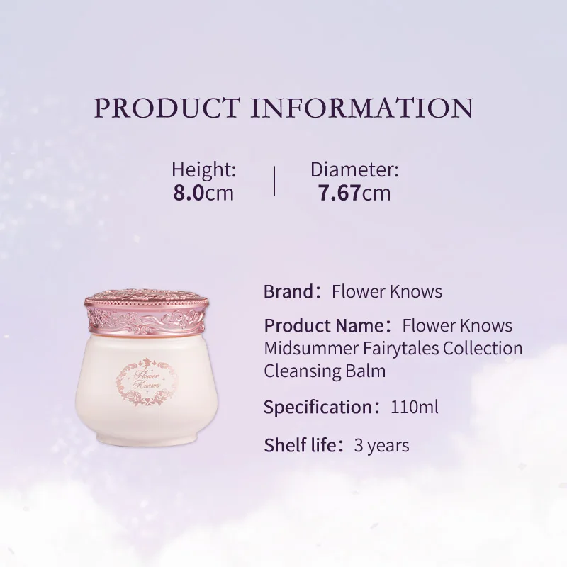 مجموعة مكياج Flowerknoz Midsummer Fairytales مع بلسم تنظيف ملعقة يحافظ على بشرةك الناعمة ومزيل المكياج المطهر 110 جرام/3.88 أونصة