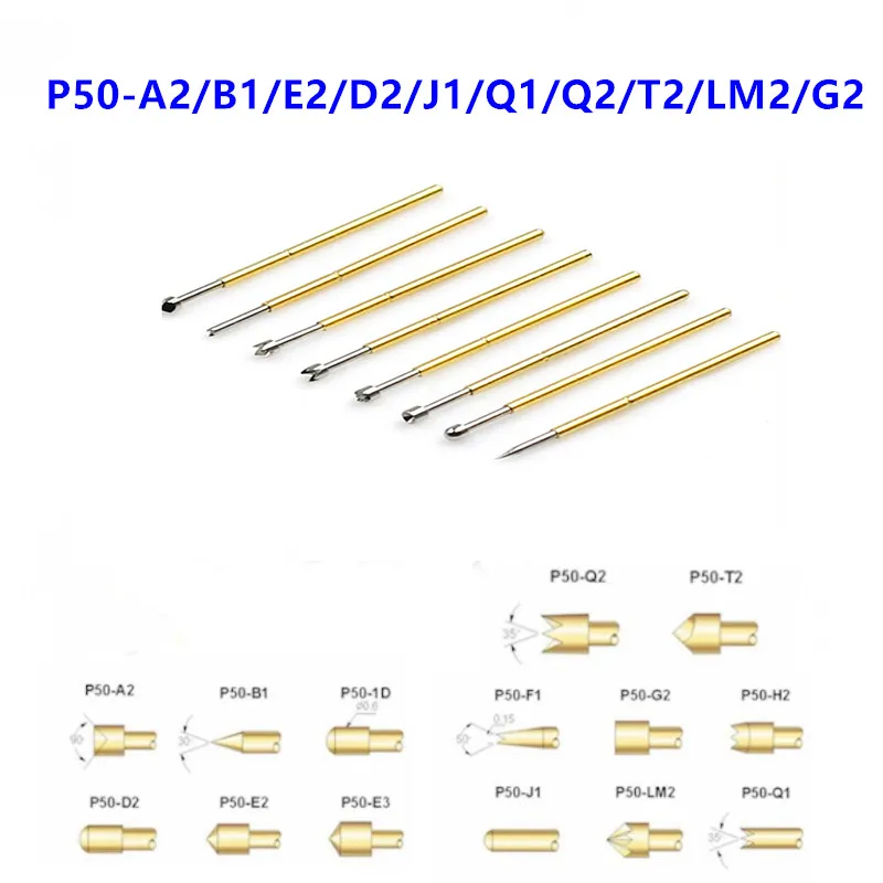 Pinos de Mola 20 Pcs Bag Sondas Pcb P50-a2 b1 e2 d2 j1 q1 q2 t2 Lm2 h2 para Comprimento de 16 mm 086 mm Comprimento de 165 mm