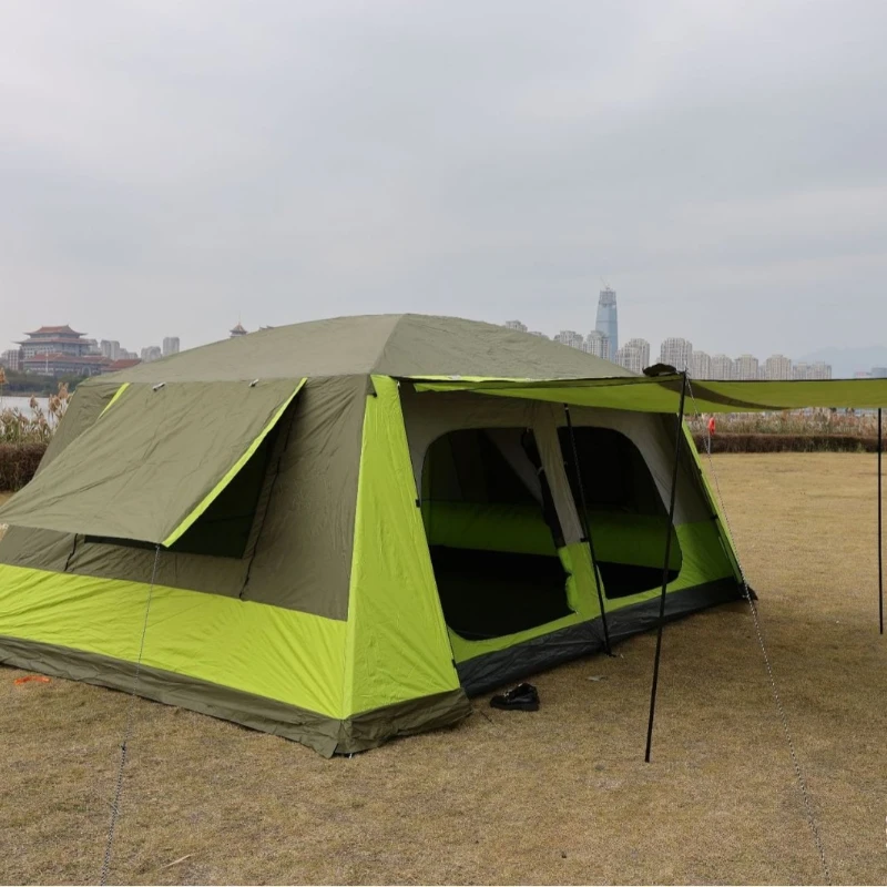 

Outdoor tent 8-12 people, heat insulation, sun protection, rainstorm protection, two rooms and one living room, camping, camping