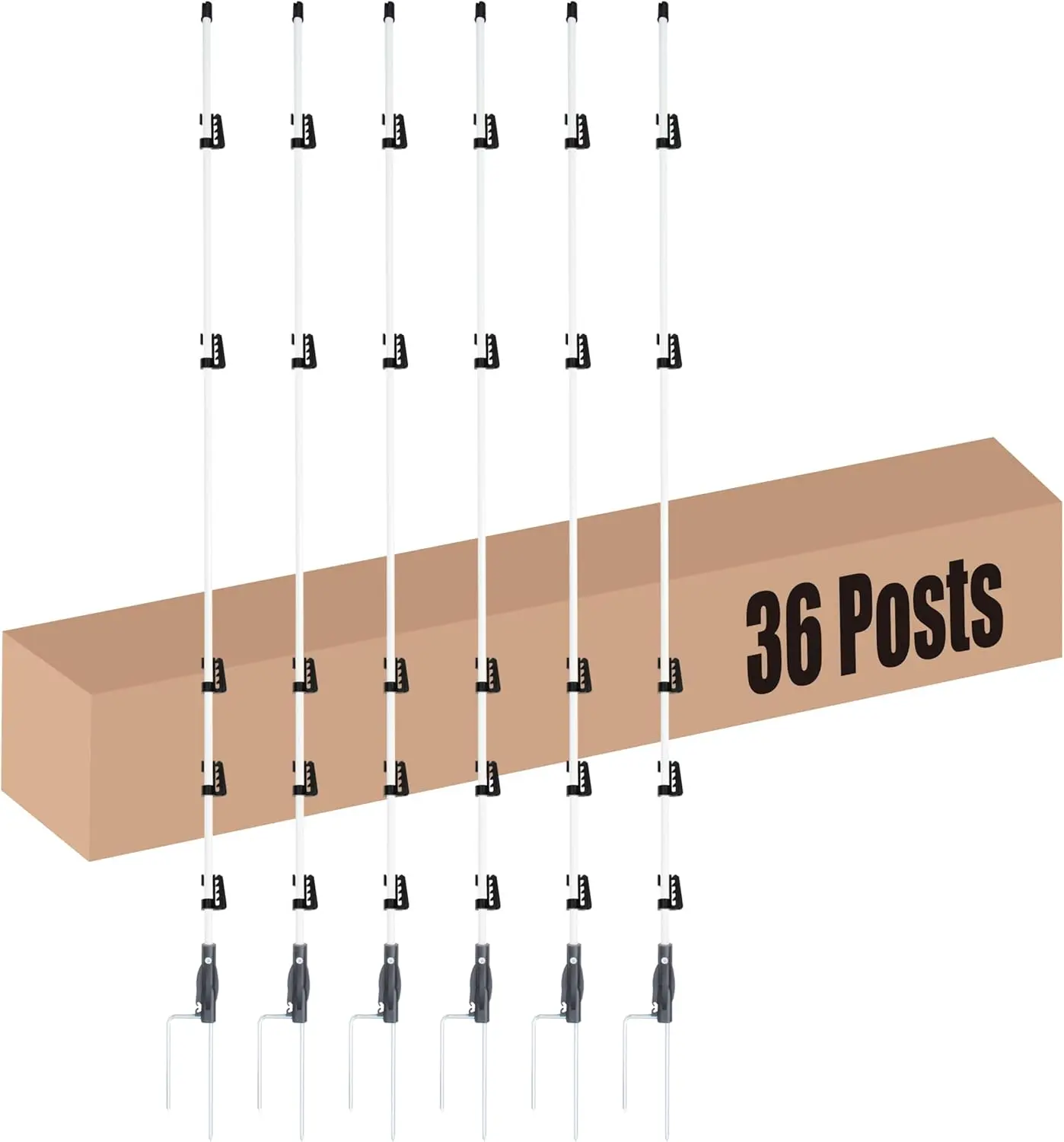 Brown Fiberglass Electric Fence Posts for Animal and Garden Protection - Double Spiked and Comes with Clips
