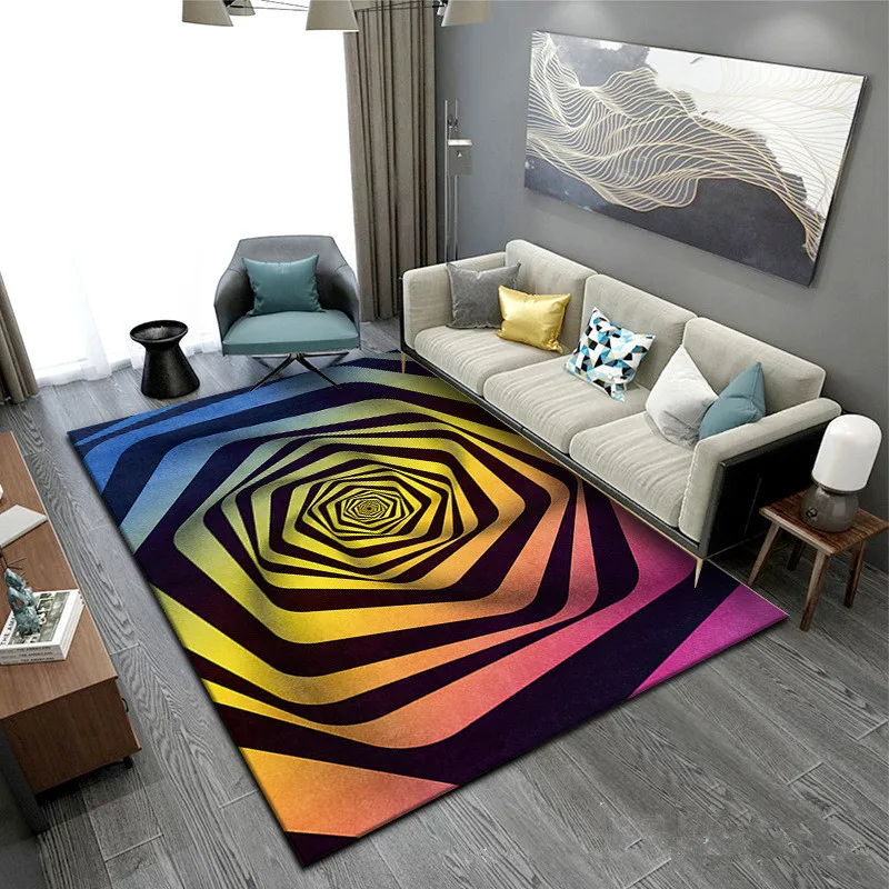 3D Vortex Illusion Print Carpets for Living Room Bedroom Area Rugs Home Bedside Sofa Hallway Balcony Decor Floor Rug Kitchen Mat