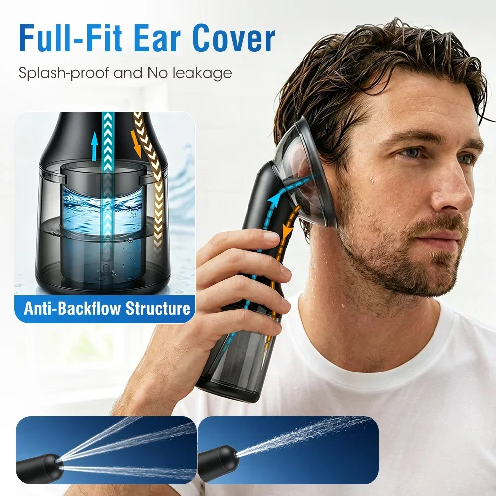 Electric Ear Cleaner, Dual-Pump Ear Rinsing Device with Clean & Waste Water Separation, 4 Modes, LED Display, 4 Silicone Tips, B