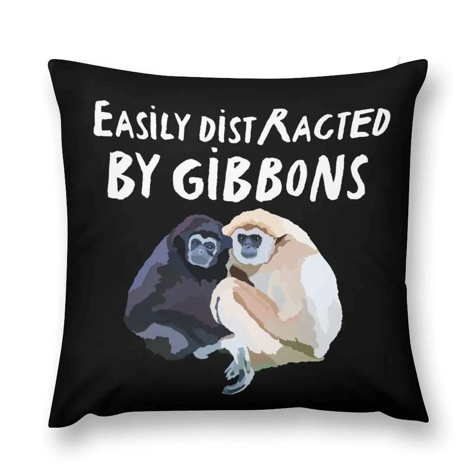 Easily Distracted By Gibbons Throw Pillow autumn decoration Custom Cushion Photo pillow