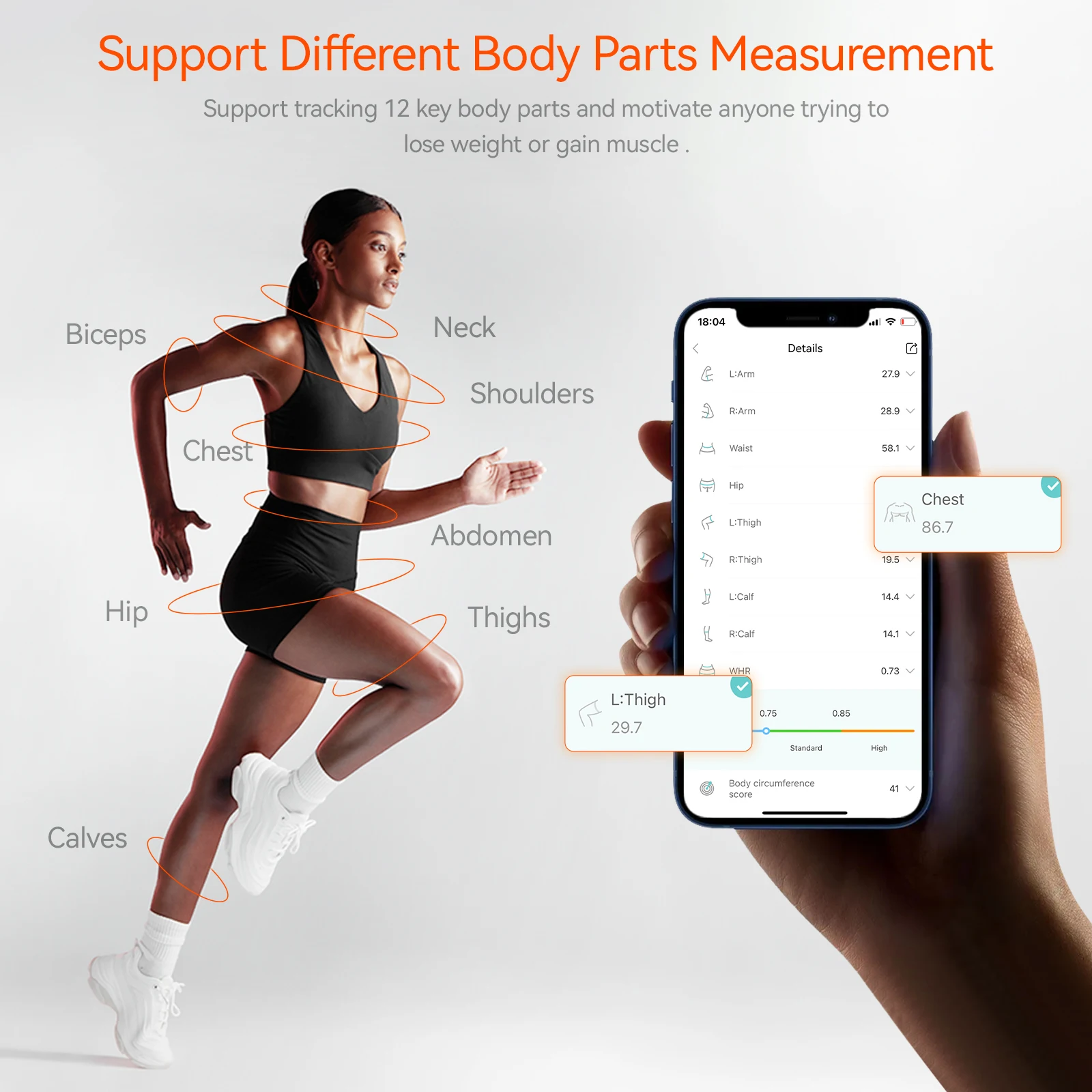 HAIZHIHUI-Fita Medida Corpo Inteligente, Régua Cintura, Forma Fitness, Perda de Peso, Monitoramento App, Gordura, Ferramenta IMC