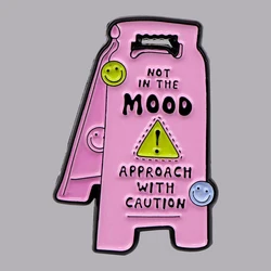 Warning Sign Enamel Pin Funny Quotes Lapel Badges Vintage Brooches for Women Fashion Jewelry Clothing Accessories Friends Gifts