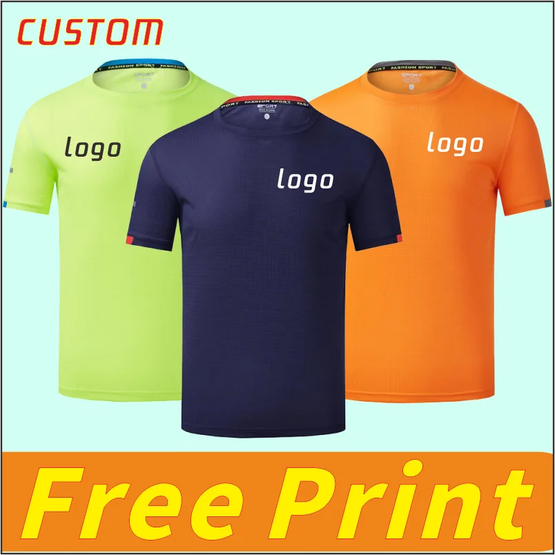 

Leisure sports T-shirt printed with logo, quick drying, breathable, elastic summer short sleeved customized embroidery printed w