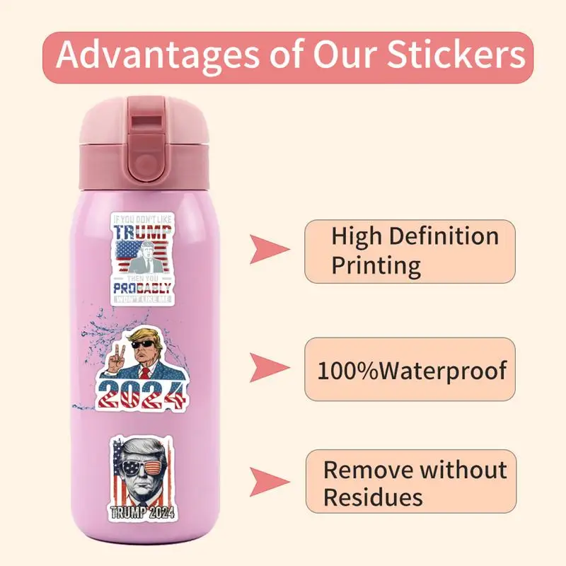 President Election Sticker 120pcs Laptop Stickers Waterproof Scooter Label For Supporters President Support Decals For Laptops