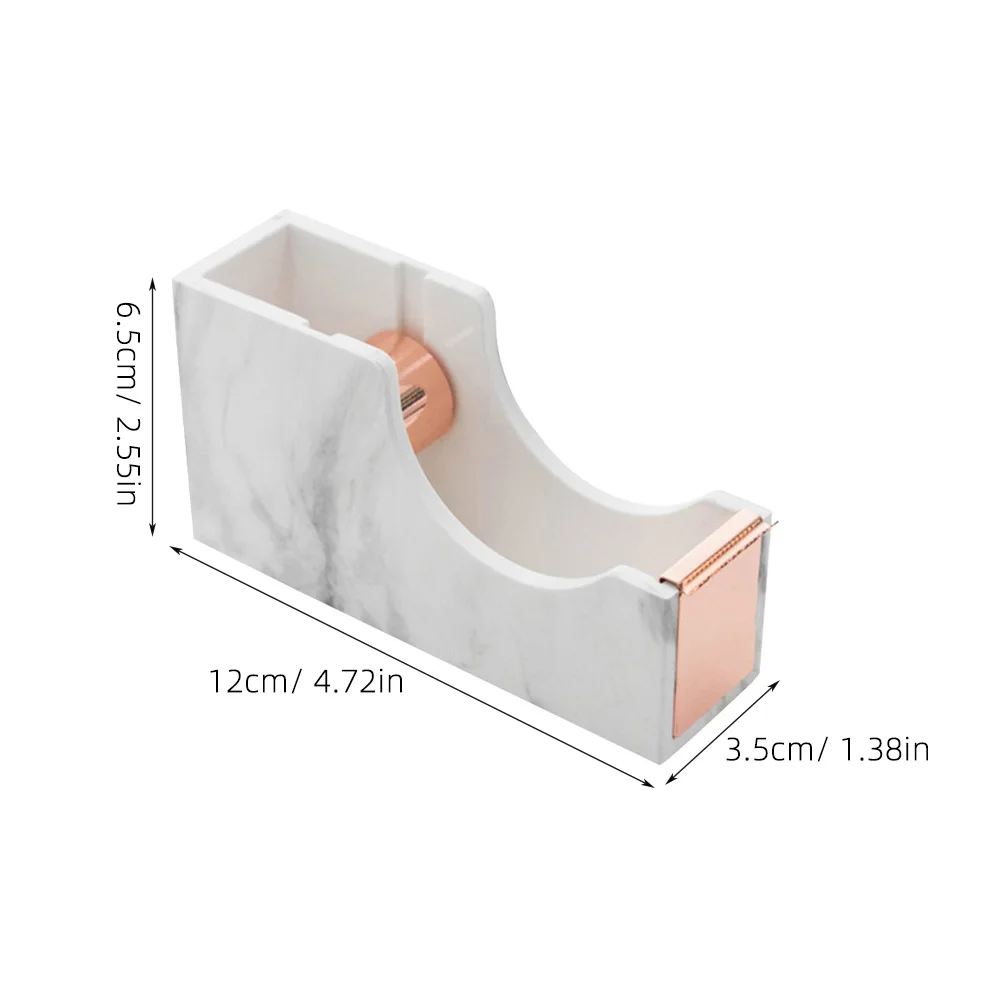 

Stylish Tape Dispenser with Marble Design Heavy Duty ABS Material Burr Free Edge Convenient Desktop Holder for Office School Art