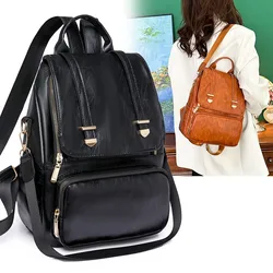 New Women Leather Backpacks Fashion Shoulder Bags High-Capacity Female Backpack Ladies Travel Backpack School Bags For Girls