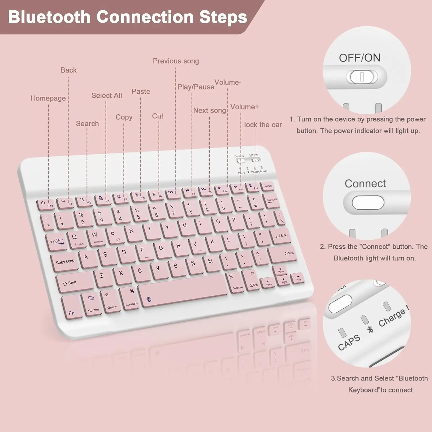 Ultra Thin Wireless Bluetooth Keyboard Rechargeable Universal Portable Mute for for iPad Android Samsung Xiaomi Tablets 10inch
