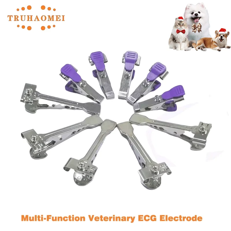5 PCS Each Bag Multi-Function Veterinary EKG Adapter VET Alligator Clip Clamp PET ECG Electrode For ECG Cable Snap Din Banana