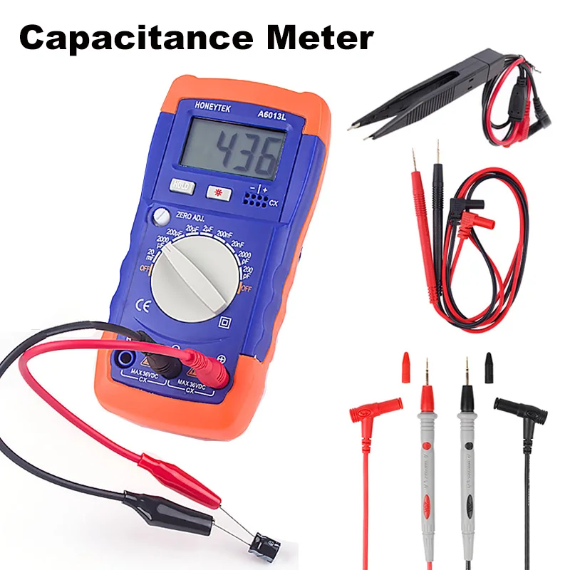 A6013L Professional Digital Capacitometer 200pF-20mF Capacitance Meter Capacitor Tester Data Retention With Backlight Test Tool