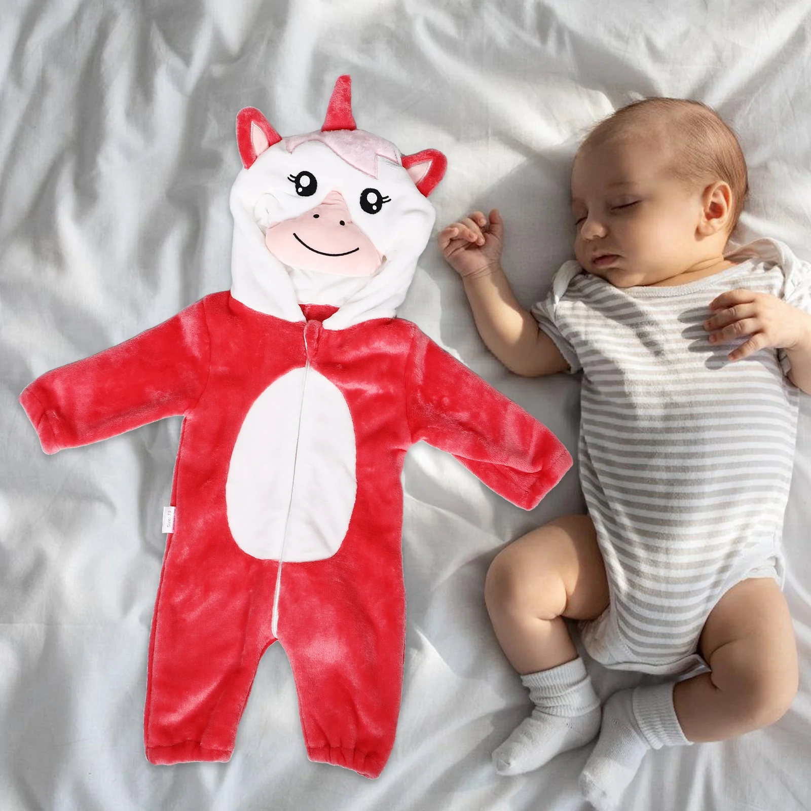 

Unicorn Cosplay Supplies for Kids Comfortable Flannel Costume Cute and Playful Design for Infants Toddlers Halloween Party Photo