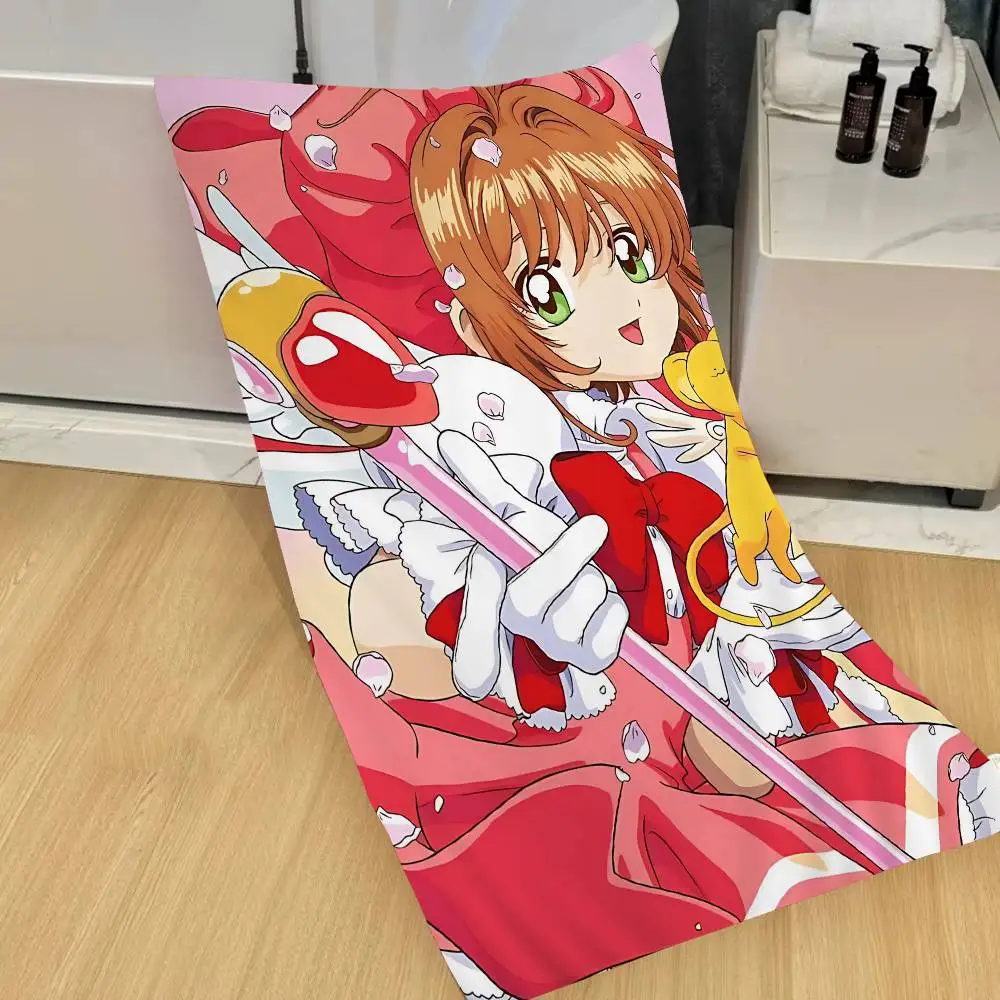 Classic Japanese anime Card Captor Anime Beach Swimming Towel Soft Absorbent Washcloth Children's Gifts for Kids Travel Camping