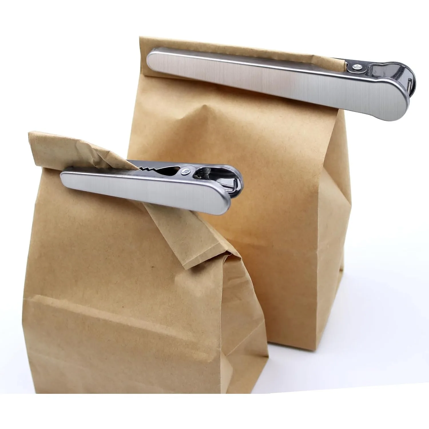 12pcs Stainless Steel Bag Clips Reusable Food Storage Sealer Durable Crocodile Mouth Design Metal Silver Food Clips Paper Clamps