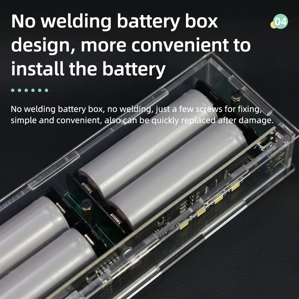 Two Way PD 45W 20000mah No Welding LED Light Digital Display Transparent Punk 21700 18650 Battery Fast Charge Power Bank Case