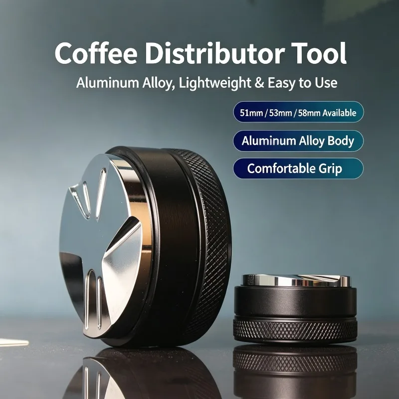 Coffee Distributor Tamper 3 Blades Espresso Coffee Leveler Fits 51mm 53mm 58mm Portafilter for Home Barista
