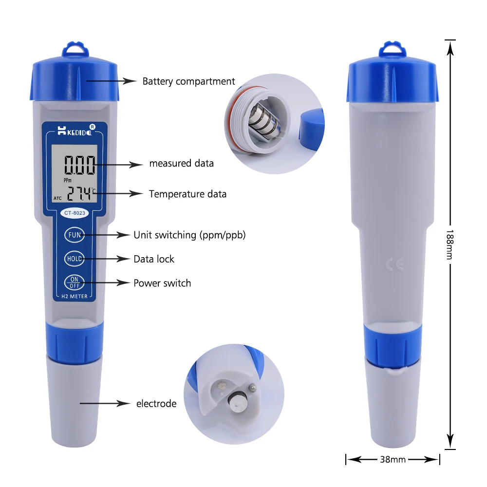 CT-8023 H2 Meter Wasserstoff Meter 0-2400ppb/0-2.40ppm  Hydrogen Meter