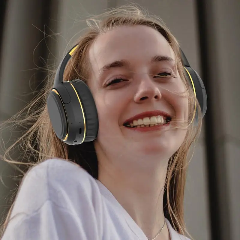 Kabellose Kopfhörer, kabellose Spielkopfhörer, faltbare Stereo-Bass-Kopfhörer mit Atemlicht für Gameplay, Pendeln, Schlafen