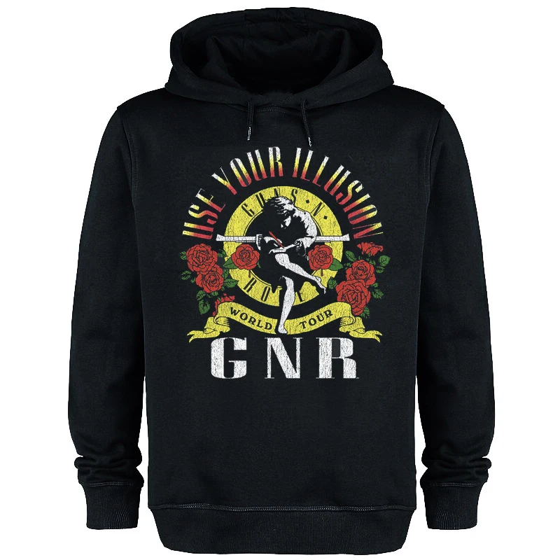 Erkekler kadın Hoodie Guns N Roses Rock Band baskı Hoodies Punk Retro Hip Hop kapüşonlu eşofman üstü kazaklar Unisex eşofman giyim