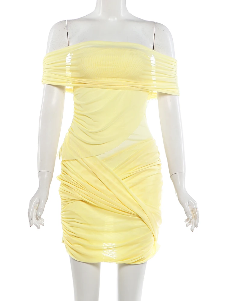 Weird Puss Sexy Multi-Layer Dress Women Sexy Patchwork Mesh Cross Party Peach Hip Chic Clubwear Birthday Vacation Mini Bodycon view 6