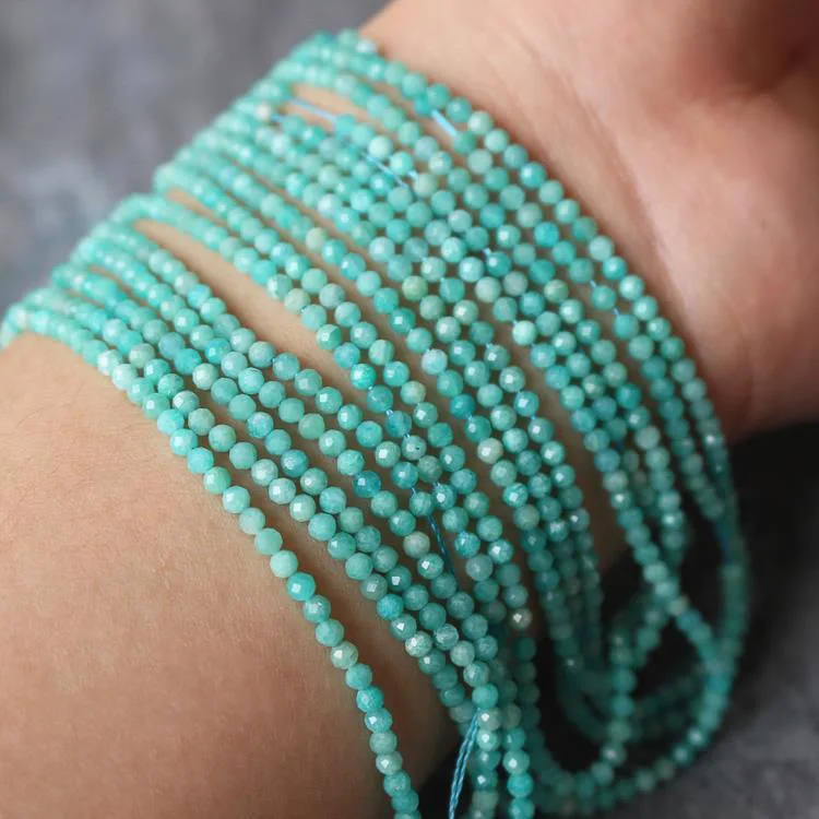 2 mm große Perlen aus natürlichem Stein, Amethyst, Tigerauge, Lapislazuli, eingelegt mit hellen Perlen, zur Schmuckherstellung, DIY-Halskette, Armband, Schmuck – Detail 2