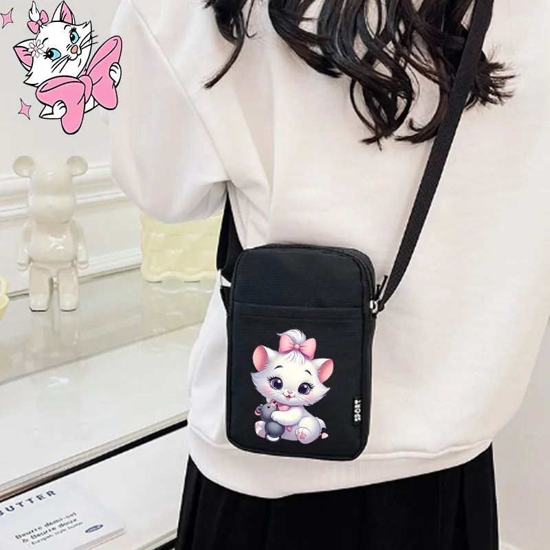 

Disney The Aristocats Marie Cat Women's Bags Fashion Ladies Shoulder Bag Kawaii Multi-Function Moblie Phone Bag Women's Handbag