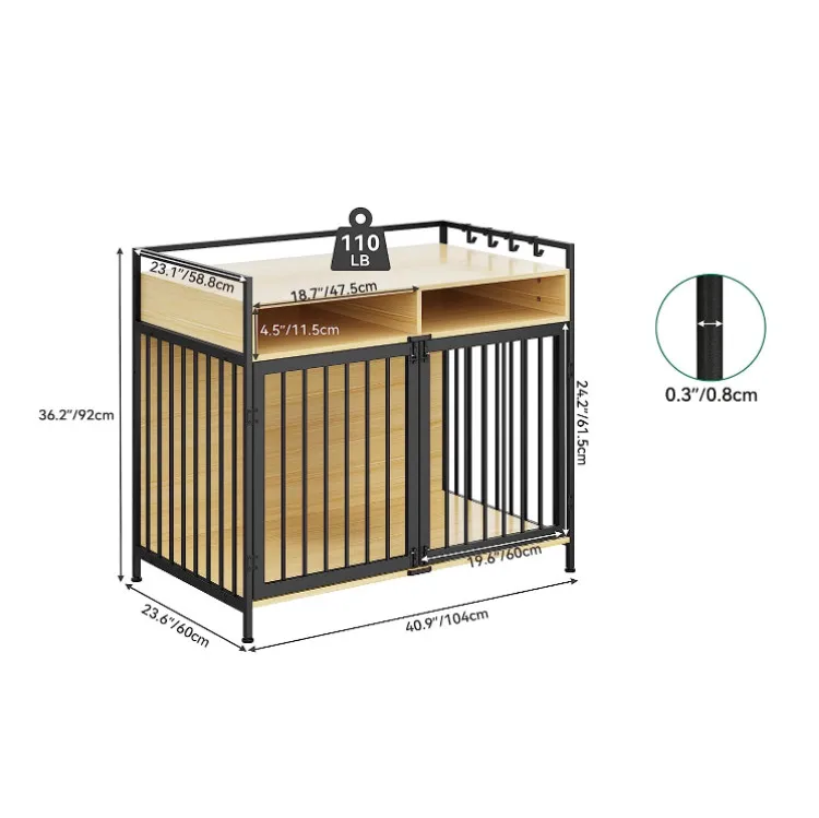 Dog Kennel with Wooden Top Customization Wooden Pet Crate Dog Kennels