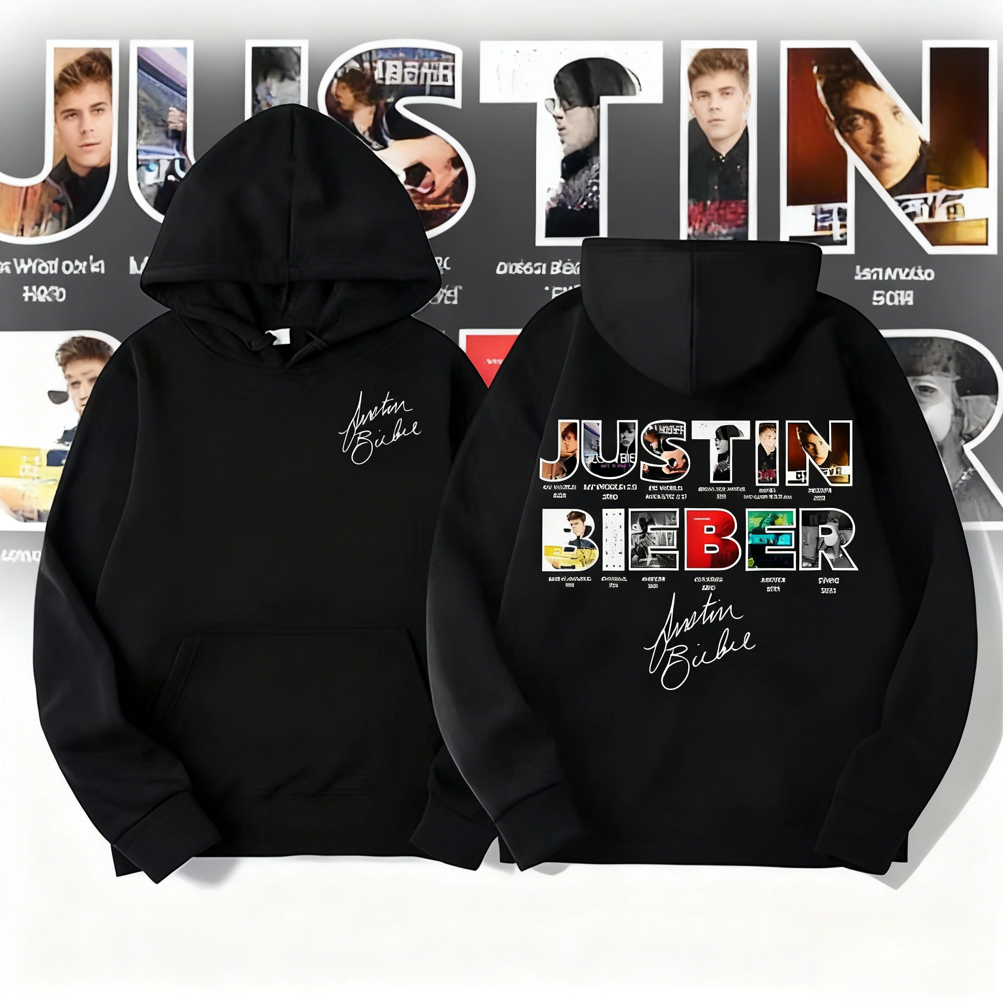 2025 جاستن بيبر غلاف الألبوم الجديد ميرش هوديس ملابس للرجال الترفيه 90s نمط خمر البلوفرات الصوف بلوزات المتضخم