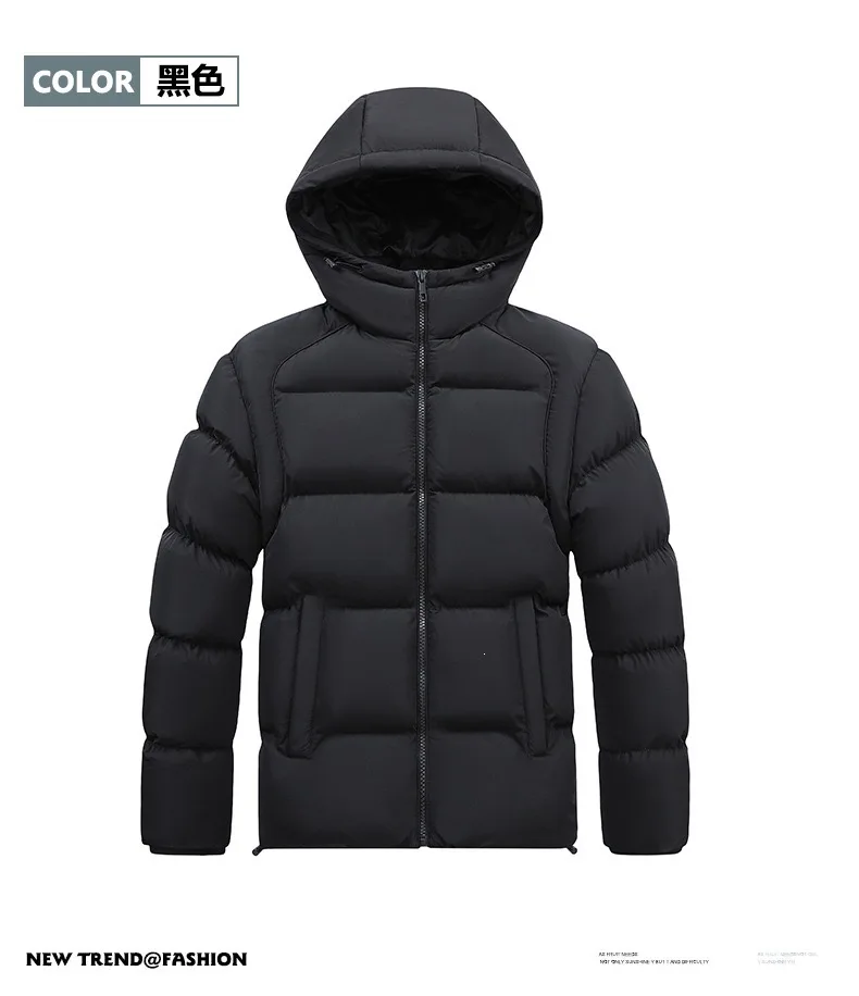 New Autumn/Winter Fashion Solid Color Thickened Warm Windproof Hooded Cotton Jacket Men's Casual Loose Sports Plus Size Coat