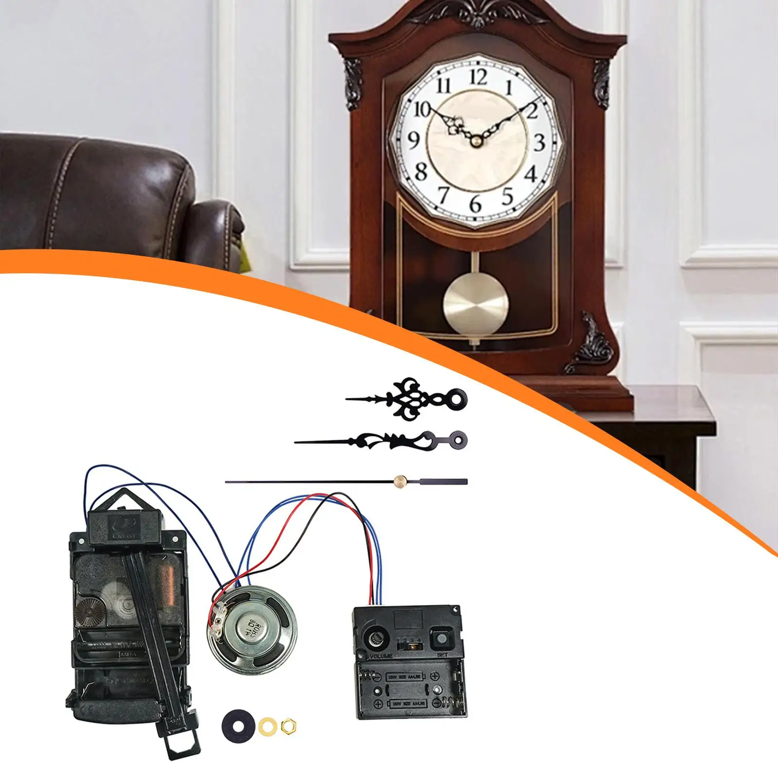 

Replacement Pendulum Clock Movement Kit with Silent Music Box Hands for DIY Wall Clock Repair Parts and Crafts