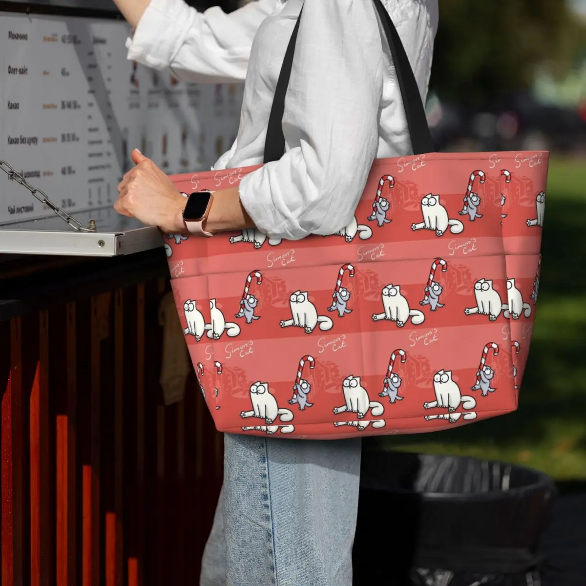 

Simons Cat Beach Tote Bag Sport Gym Yoga Duffle Large Tote Bag Women Travel Bag Fitness bag