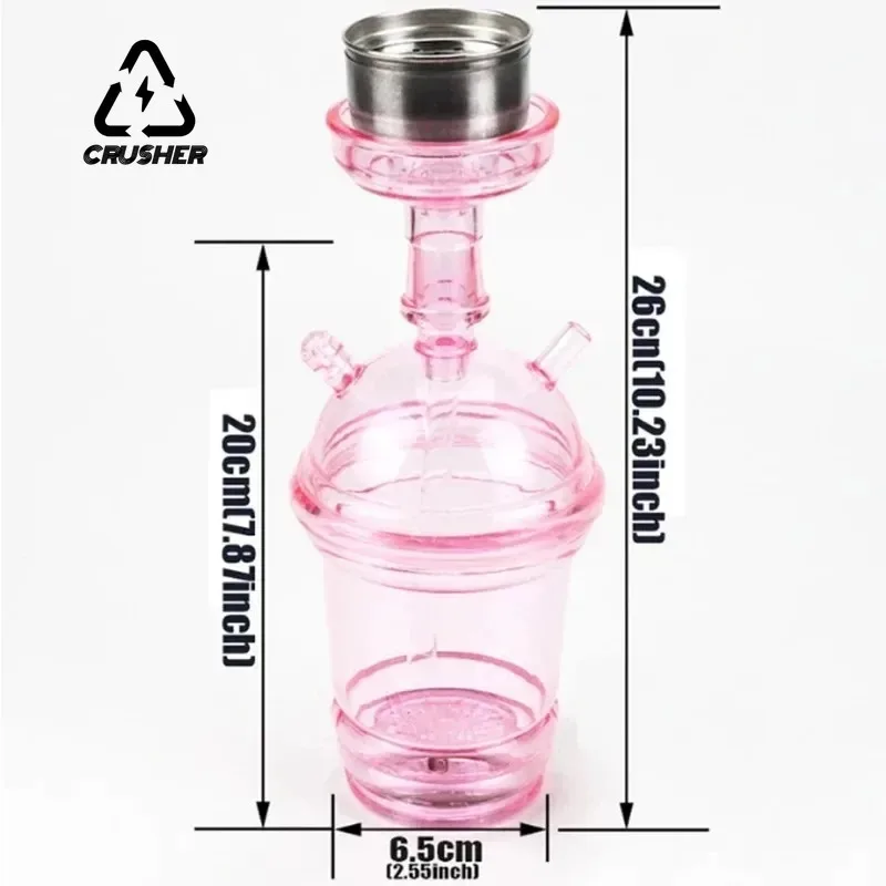 CRUSHER Cute Car Acrylic Hookah Smoking Cup with LED Light Metal Tobacco Bowl Water Pipe Narguile Complete Portable Party Shisha