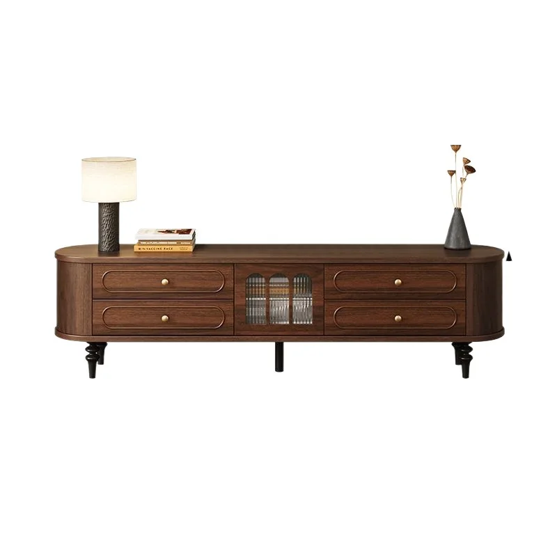 New Chinese TV Cabinet Simple Medieval TV Cabinet Solid Wood Retro Home Tea Table Two-piece Set Side Cabinet