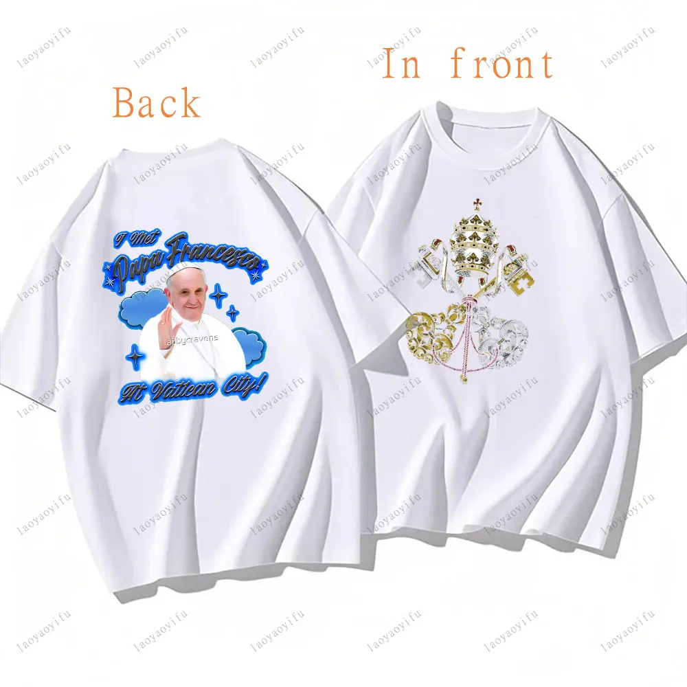 Pope John Paul II T-Shirt Catholic Saint Graphic Tee Summer Breathable Camisetas Nostalgia Retro Street Fashion Tops