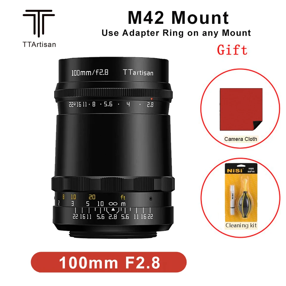 

TTArtisan 100mm F2.8 Camera Lens Bubble Bokeh Full Frame Lens M42 Mount Use Adapter Ring on any Mount