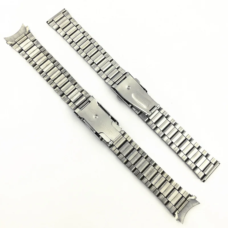 16mm 18mm 22mm 20mm 24mm Solid Curved Stainless Steel Watch Band Women Men Wristwatch Bracelet Strap Sport Watch Chain Metal