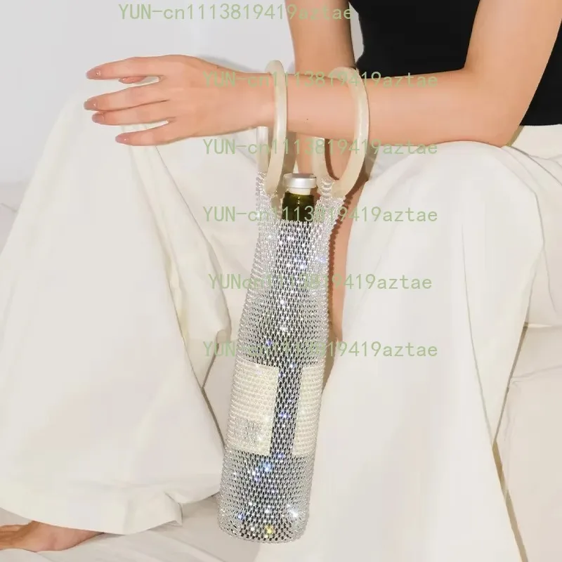 Sparkling Diamond Wine Bottle Gift Bag, Decorative Gift Supply for Wedding Party Christmas Holiday Occasions
