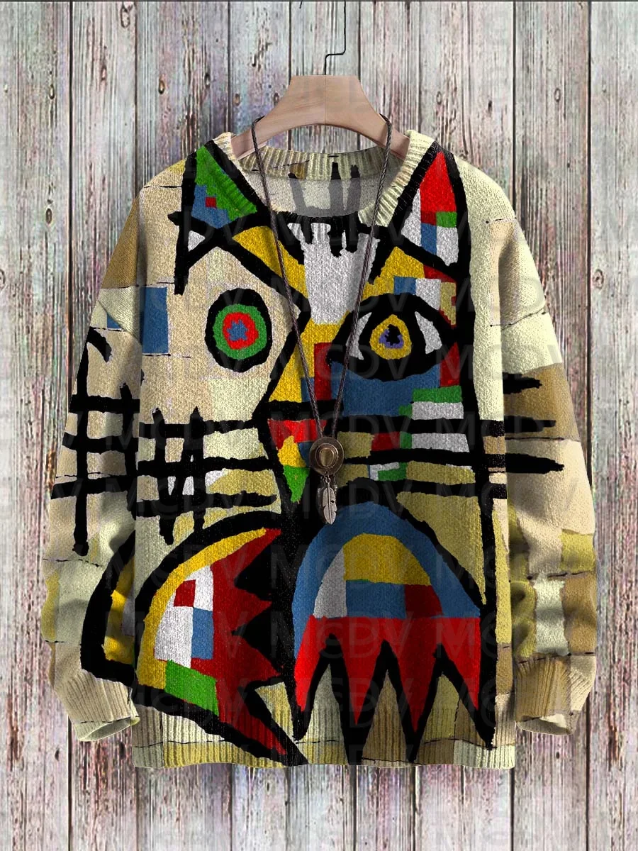 Halloween Cat Multicolor Print Casual Knit Pullover Sweater Men's For Women's Pullover