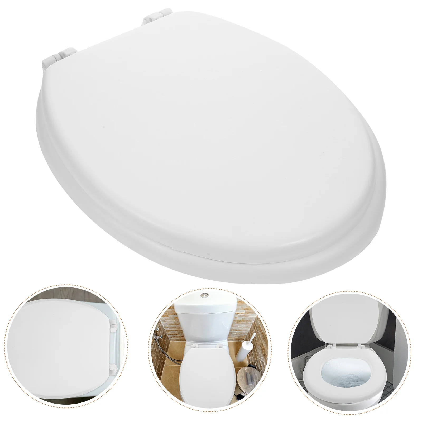 

Toilet Seat Foam Elongated Soft Cushion Hinges Heavy Duty for People White Padded Travel