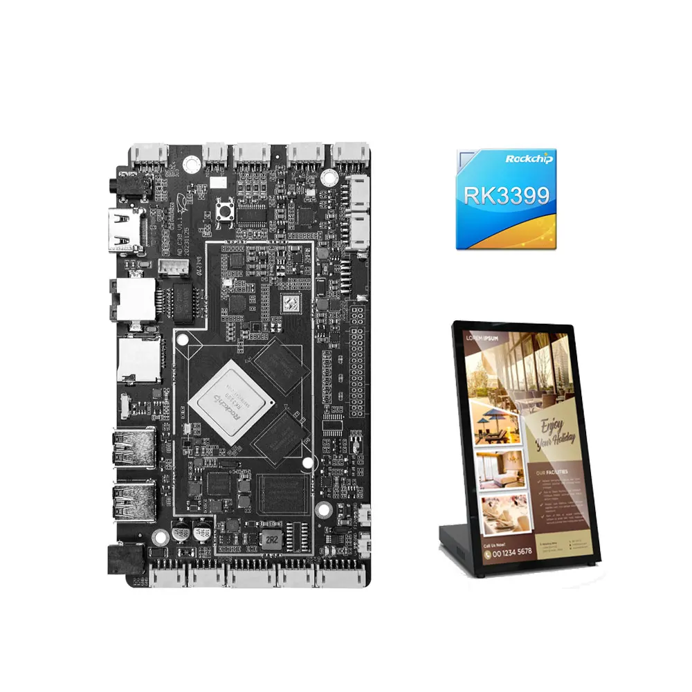 Rockchip rk3399 player media digit industrial android board for  full hd tft display 7/8/10/15.6/21/32/49/55 inch