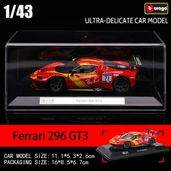 Bburago 1:43 Ferrari 296 gt3 2022 250 312p 812 488 racing model simulation car model alloy car toy male collection gift