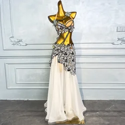 Belly Dance Clothing for Women Customized Advanced AB Stones Lace Sequin Tassel Suit Oriental Belly Dancing Performance Costume