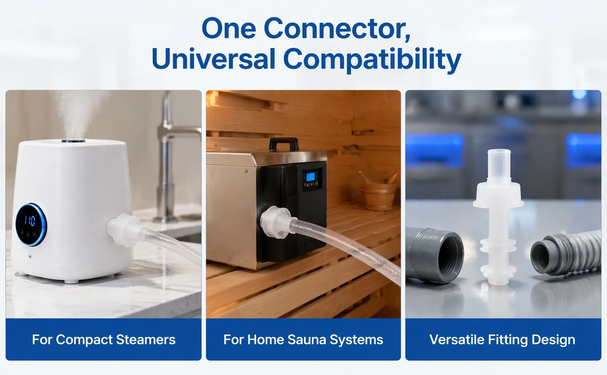 Silicone Sauna Steam Hose Connector 6 Pack Heat Resistant Leakproof Tube Fitting for Portable Steamer Drain
