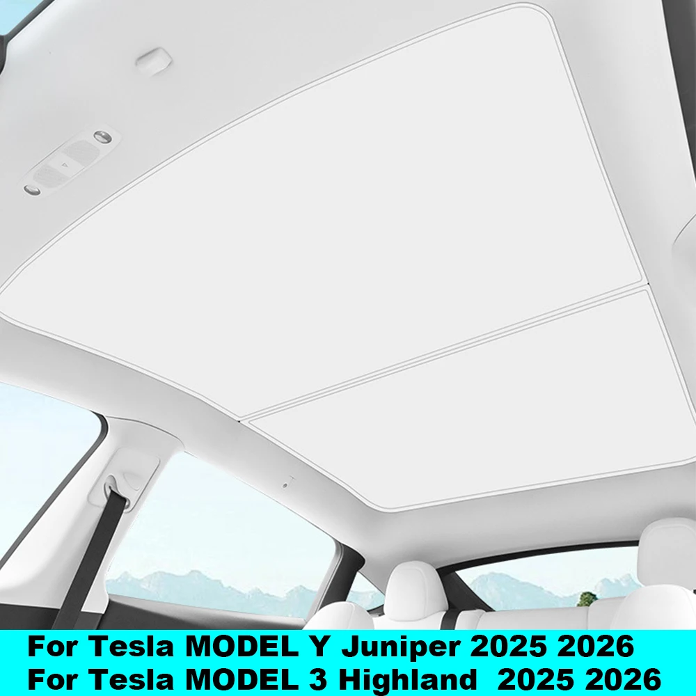 

Car Ice Cloth Buckle Sunshade Sun Roof Sun Visor Front Rear Sunroof Skylight Accessories For Tesla Model 3 Y Juniper 2025 2026