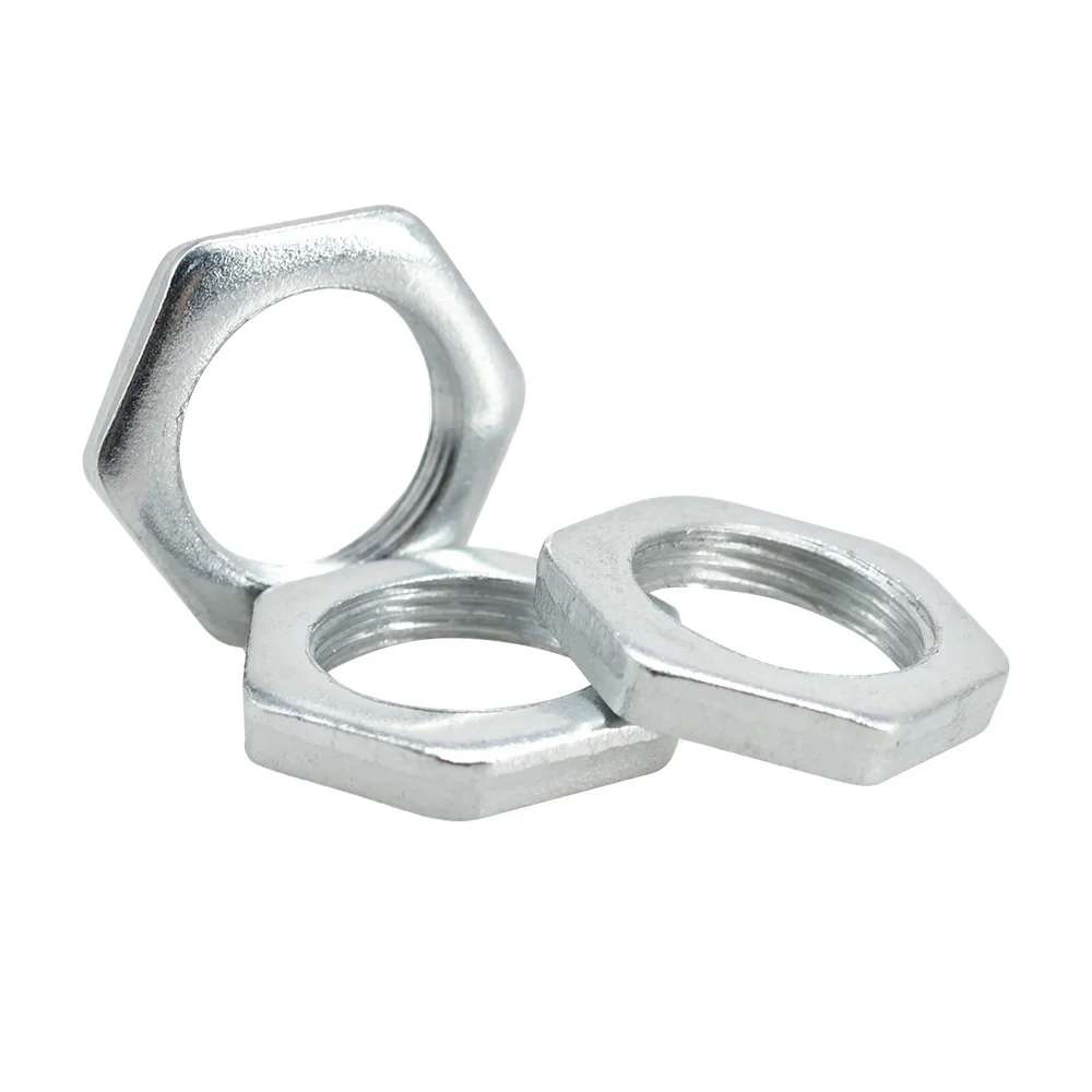 Thin Hex Nut M6 M8 M10 M12 M14 M16 M18 Fine Thread Iron Galvanized Gb808 Small Hexagon Flat Nut Carbon Steel Hardware Fastener