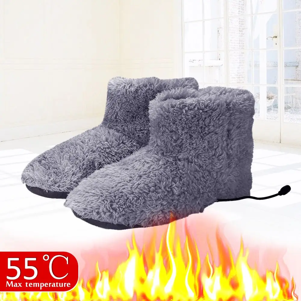 Unisex Comfortable Washable Plush Electric Heated Shoes Warm Foot Foot Warmer Shoes Winter Warming Slipper